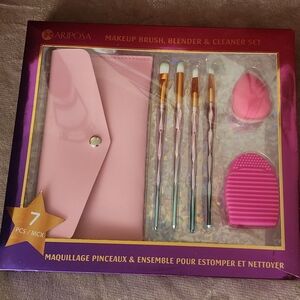 Ariposa Pink 7-Piece Makeup Brush, Blender & Cleaner Set